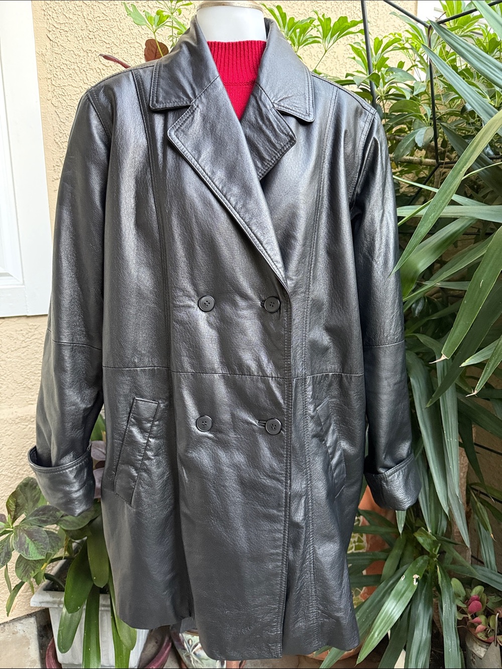 Vintage Veranesi Double Sided Black Leather Jacket with Pockets